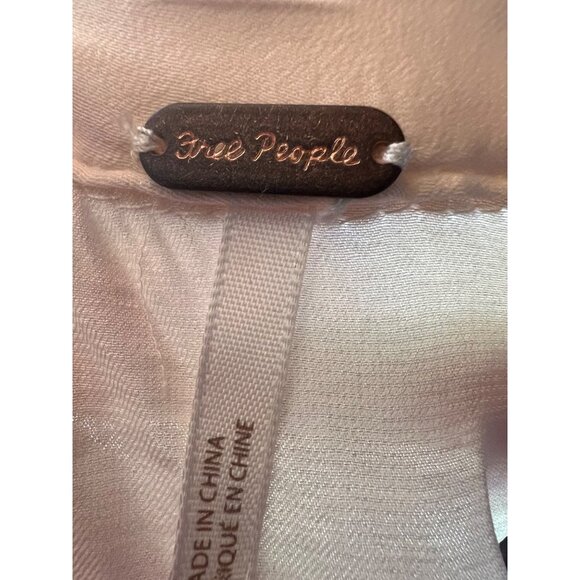 Free People Women's Blouse size Small Ivory Satin Long Sleeve oversized - Picture 6 of 8